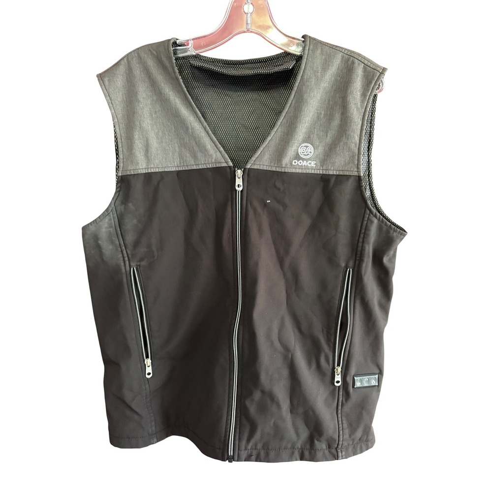 DOACE Heated Vest Mens Large Black Gray USB Electric Warm Body Warmer Zip Up